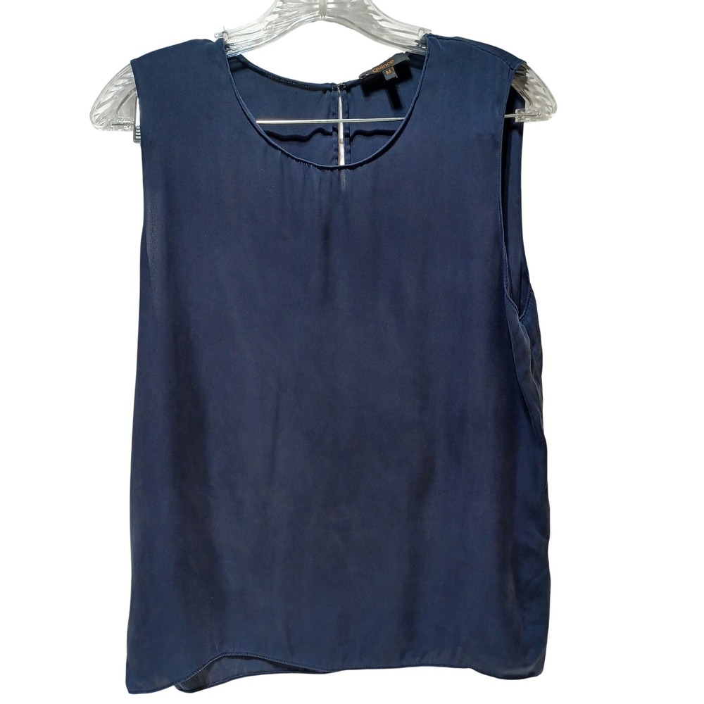 Quince Womens M Washable Stretch Silk Shell Tank Navy Minimalist Quiet Luxury